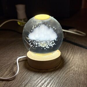 Cloud Crystal Ball with Wooden Base